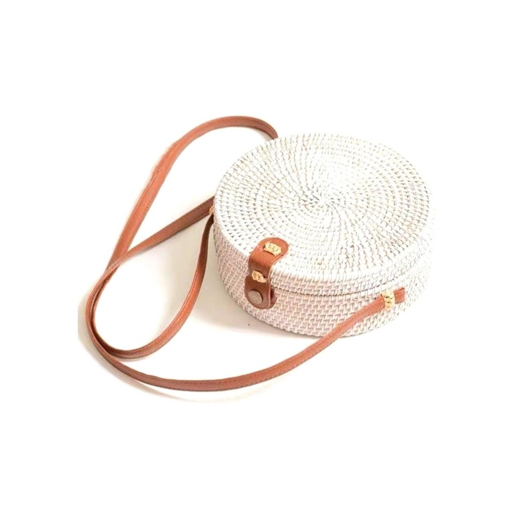 Handwoven Round Rattan Straw Bag